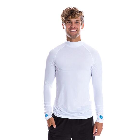 NWT SParms Men's High Neck White Long Shirt‎ Golf 50+ UPF Sun Protection Size XL - Picture 1 of 6